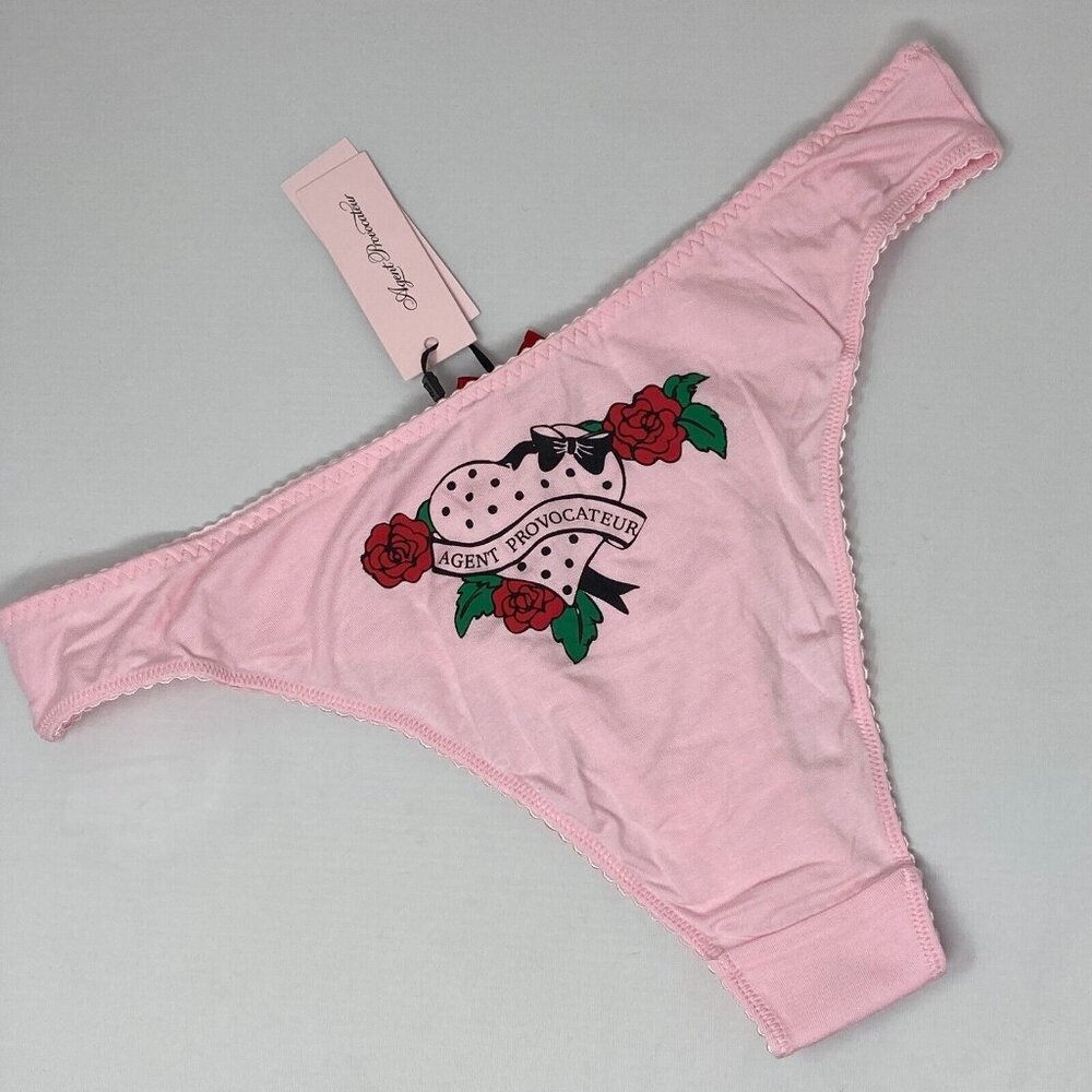 Agent Provocateur Forever PJ Baby Pink AP Logo Brief AP4 Large NWT